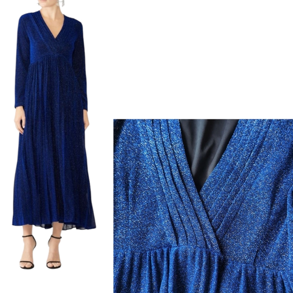 Alcoolique Metallic Blue Shiny Maxi Party Dress Size Large European 46